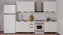 Готовый кухонный гарнитур ГК Аленушка 2 м Магнолия Молочный/Молочный, черный (без столешницы)