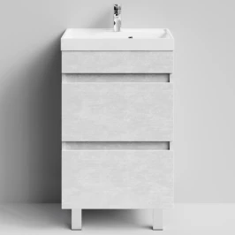 Тумба Бест 50  напольный, Белый камень ПВХ 57805 Vodok с раковиной в комплекте