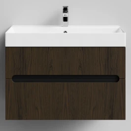 Тумба Бонум, 85 подвесной, Дуб цвет 14 Vodok с раковиной в комплекте