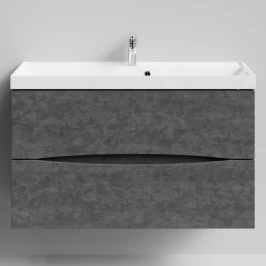 Тумба Лайт 100 подвесной, Серый камень ПВХ 57806 Vodok с раковиной в комплекте