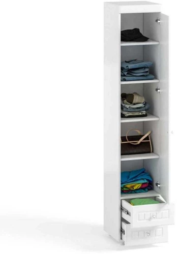 Шкаф-пенал 1дв. (гл.560) с ящиками Монако МН-35 белое дерево