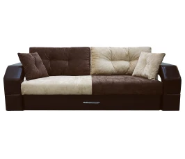 Диван еврокнижка Манчестер 160 ВЕЛЮР 03 КОМБИ ЭКОКОЖА КОРИЧНЕВАЯ НПБ