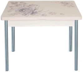 Симпл фотопечать стол обеденный раскладной / кофейные цветы/дуб молочный/металлик