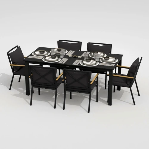 Обеденная группа  DOLLA FESTA plus каркас карбон / стол алюминий 180 / ткань антрацит