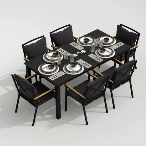 Обеденная группа  DOLLA FESTA plus каркас карбон / стол алюминий 180 / ткань антрацит