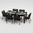 Обеденная группа  DOLLA FESTA plus каркас карбон / стол алюминий 180 / ткань антрацит