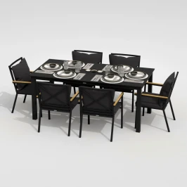 Обеденная группа  DOLLA FESTA plus каркас карбон / стол алюминий 180 / ткань антрацит