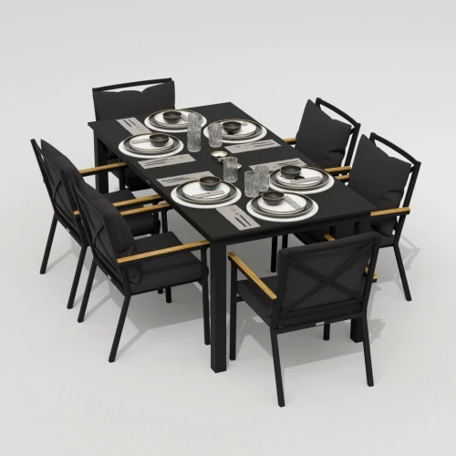 Обеденная группа  DOLLA FESTA plus каркас карбон / стол алюминий 180 / ткань антрацит