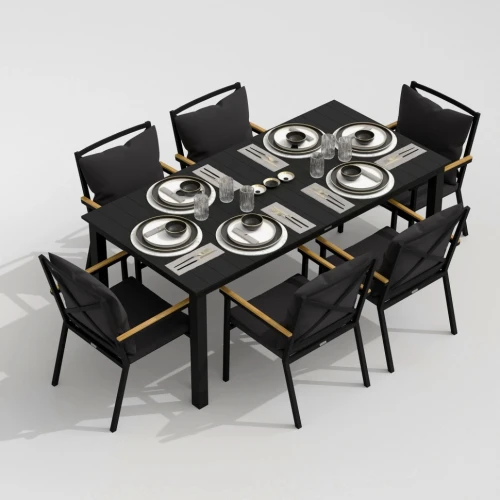 Обеденная группа  DOLLA FESTA plus каркас карбон / стол алюминий 180 / ткань антрацит