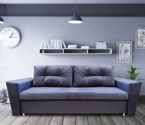 Диван еврокнижка Амстердам 145, велюр серый, ППУ