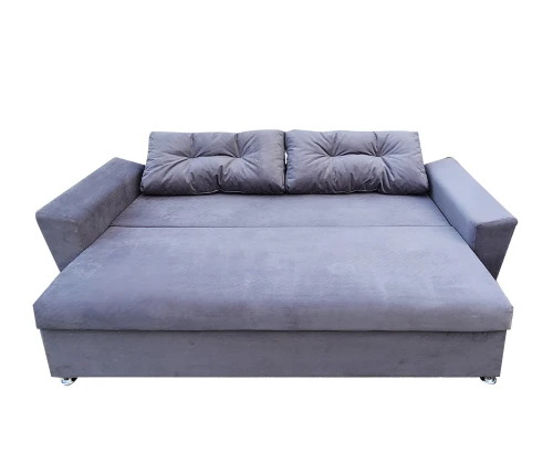 Диван еврокнижка Амстердам 145, велюр серый, ППУ