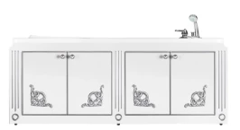 Экран Версаль 1800, 4 распашные двери, патина серебро, белый