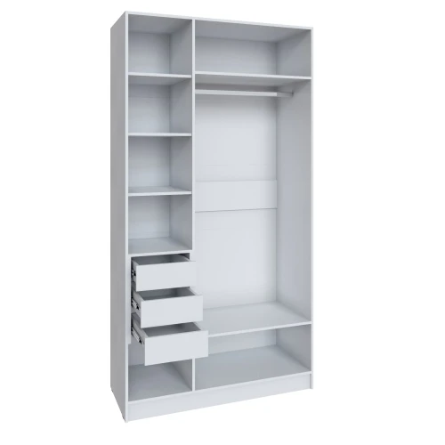 Шкаф Мадрид (1,2) с 3 ящ. внутри без зеркала белый