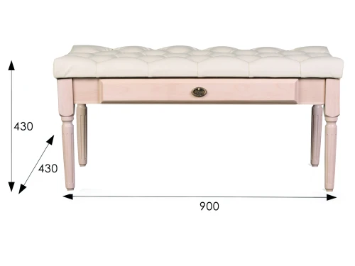 Банкетка Оливия экокожа молочный/белый ясень