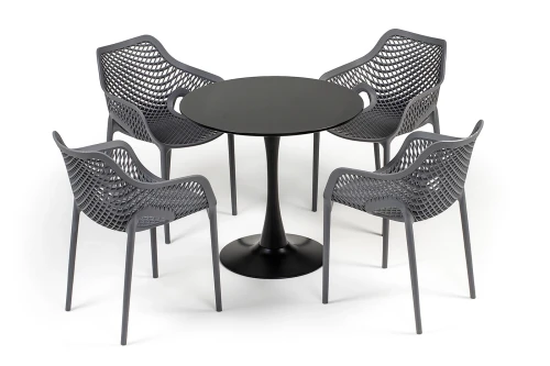"Беллини" обеденная группа на 4 персоны, цвет темно-серый