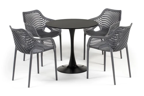 "Беллини" обеденная группа на 4 персоны, цвет темно-серый