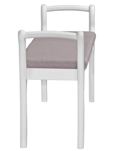 Скамья для прихожей с подлокотниками мягкая, ткань серо-розовый, каркас снег