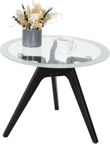 Стол журнальный Рилле 449 черный/стекло прозрачное