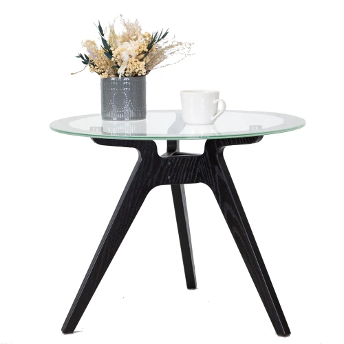 Стол журнальный Рилле 449 черный/стекло прозрачное
