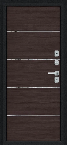 Входная дверь BRAVO Лайн/BChrome Букле черное/Wenge Melinga