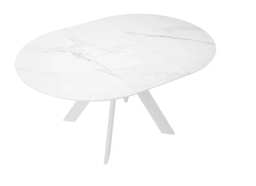 Стол DikLine SKC100 d1000 Керамика Белый мрамор/подстолье белое/опоры белые