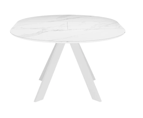 Стол DikLine SKC100 d1000 Керамика Белый мрамор/подстолье белое/опоры белые