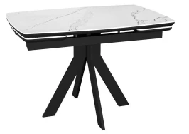 Стол DikLine DKU120 Керамика Белый мрамор/подстолье черное/опоры черные (2 уп.)
