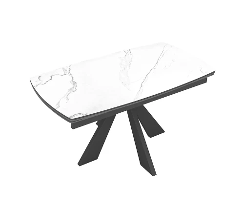 Стол DikLine DKU120 Керамика Белый мрамор/подстолье черное/опоры черные (2 уп.)