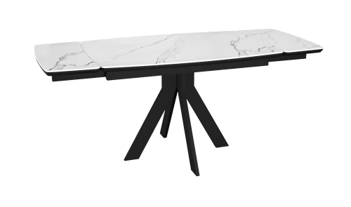 Стол DikLine DKU120 Керамика Белый мрамор/подстолье черное/опоры черные (2 уп.)