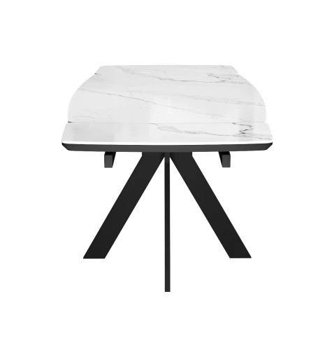 Стол DikLine DKU120 Керамика Белый мрамор/подстолье черное/опоры черные (2 уп.)