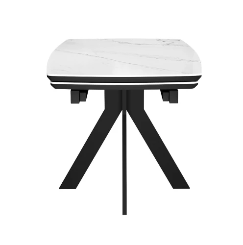 Стол DikLine DKU120 Керамика Белый мрамор/подстолье черное/опоры черные (2 уп.)
