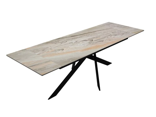 Стол DikLine EKX180, Керамика Venetian Brown Light глянец (К4), опоры черные (2 уп.)