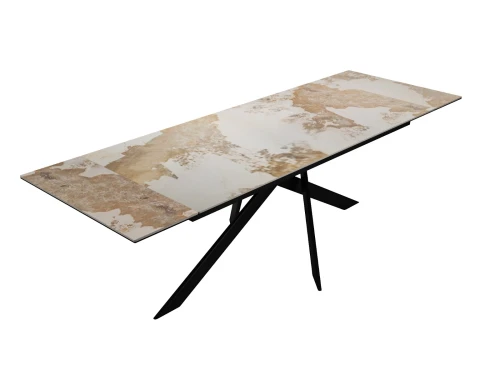 Стол DikLine EKX180, Керамика Venetian Brown Light глянец (К4), опоры черные (2 уп.)