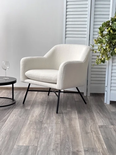 Кресло SHEEP NINI-01 Белый, teddy / черный каркас М-City