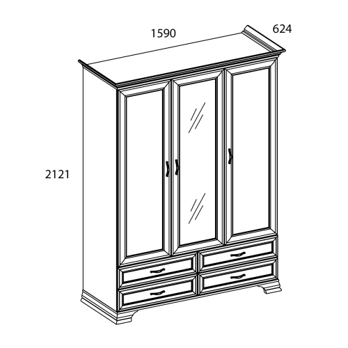 Шкаф 3D4S Z, TIFFANY, цвет вудлайн кремовый