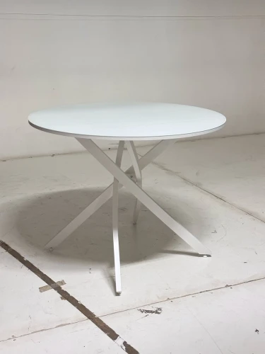 Стол ДАРИО D100 Белый, стекло/ Белый каркас М-City