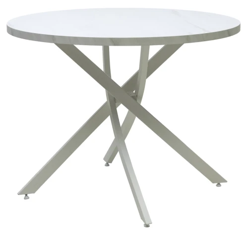 Стол ДАРИО D100 Белый, стекло/ Белый каркас М-City