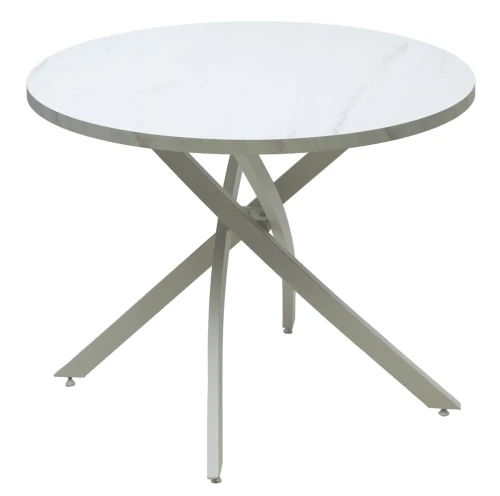 Стол ДАРИО D100 Белый, стекло/ Белый каркас М-City