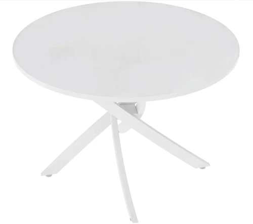 Стол ДАРИО D100 Белый, стекло/ Белый каркас М-City