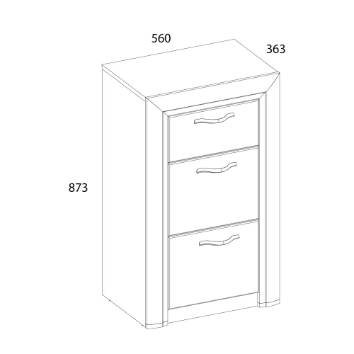 Комод 3S/56, OLIVIA, цвет вудлайн крем/дуб анкона