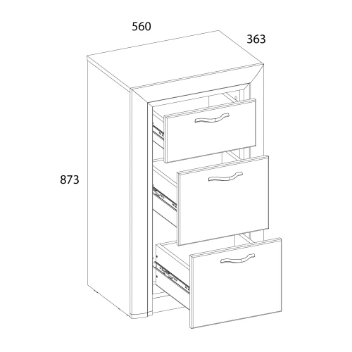Комод 3S/56, OLIVIA, цвет вудлайн крем/дуб анкона