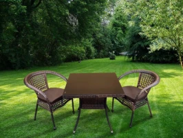 Комплект мебели из искусственного ротанга стол Вайнхейвен 70х70 + 2 кресла Руардин Dark brown