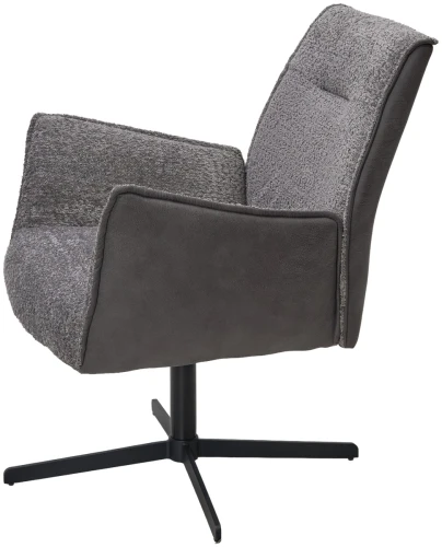 Кресло BELFAST 360 град. XD841-16 Серый, букле/ GINO-457 Серый, ткань/ Черный, ®DISAUR