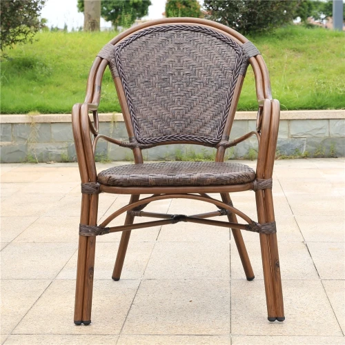 Кофейный набор мебели из алюминия Стол ротанг D60 БАМБУК «BAMBOO» + 2 Кресла БАМБУК-1 «BAMBOO-1»