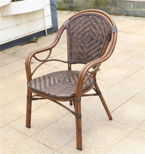 Кофейный набор мебели из алюминия Стол ротанг D60 БАМБУК «BAMBOO» + 2 Кресла БАМБУК-1 «BAMBOO-1»