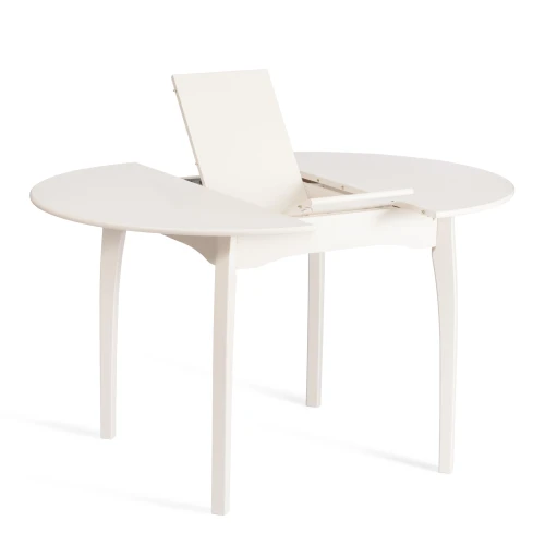 Стол DIAMANTE круглый бук, мдф, шпон дуба, 100 х 100+30 х 75 см, Ivory white