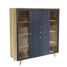 Шкаф низкий (2 стеклодвери) Вега Сапфир синий