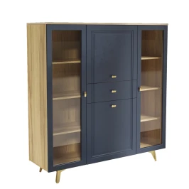 Шкаф низкий (2 стеклодвери) Вега Сапфир синий