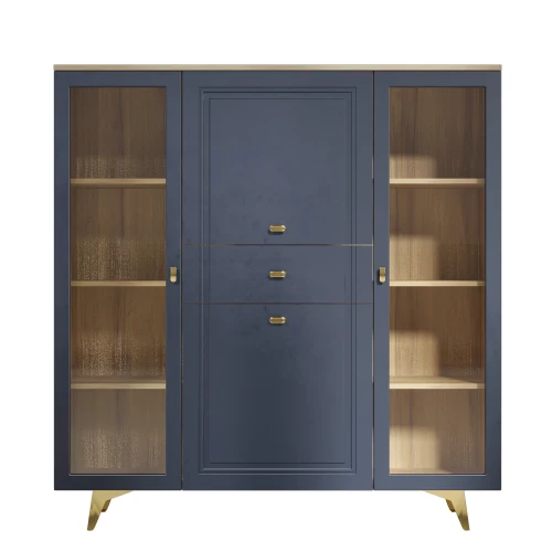 Шкаф низкий (2 стеклодвери) Вега Сапфир синий