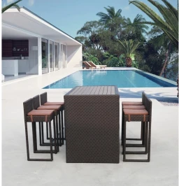 Барный комплект плетеной мебели T390AD/Y390A-W63_6Pcs Brown